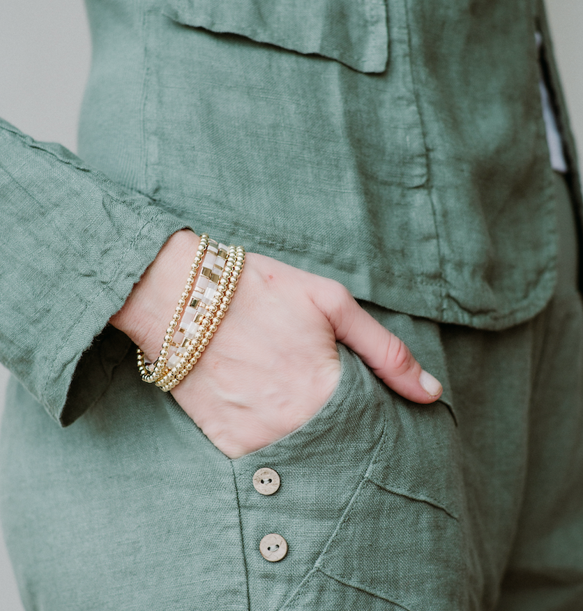 4mm Bead Stretch Bracelet: Gold