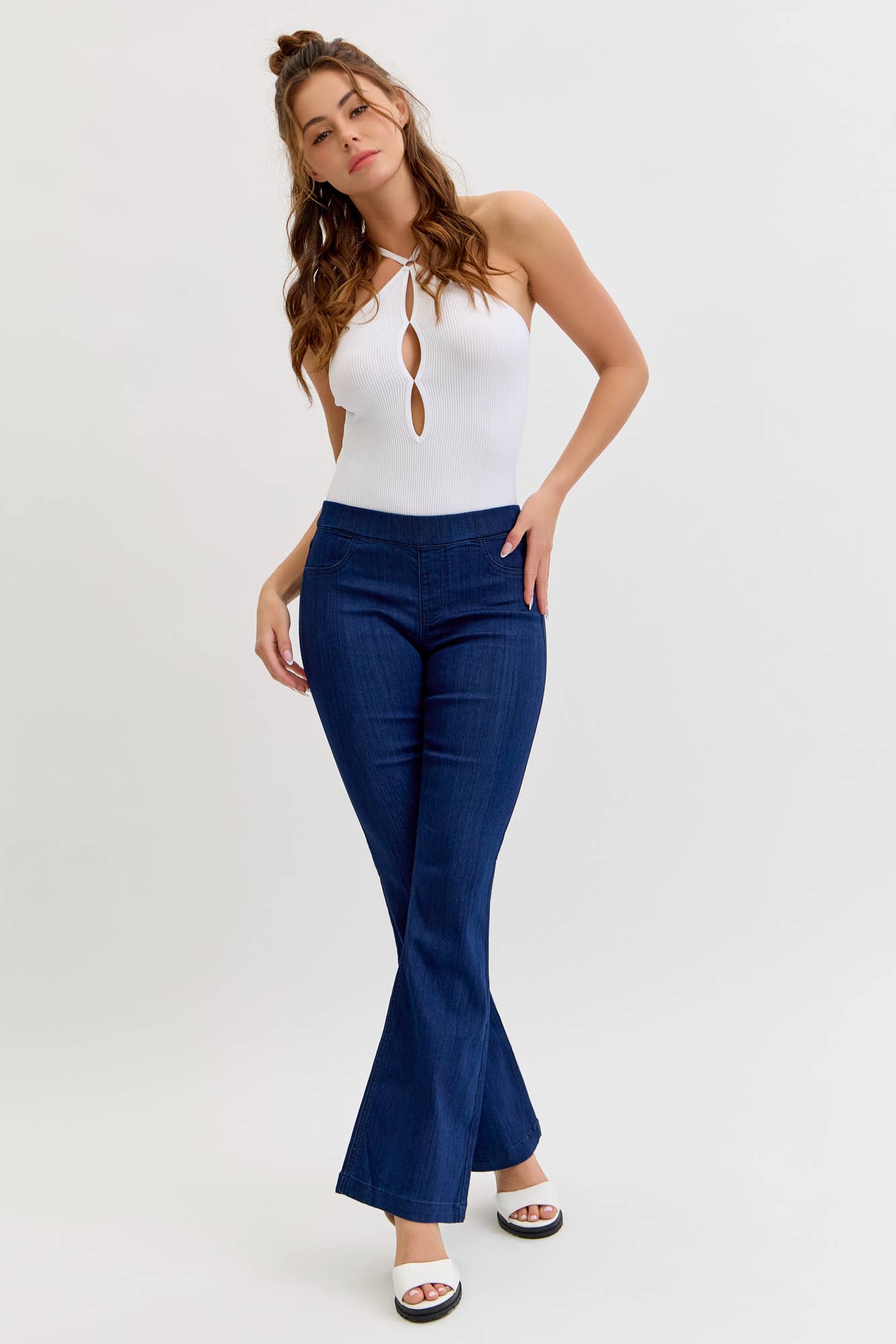Super Dark Denim Flared Jegging Pull On
