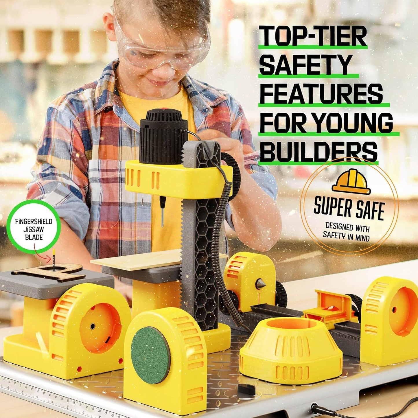 4 in 1 Woodworking Station for Kids Real Construction Tools