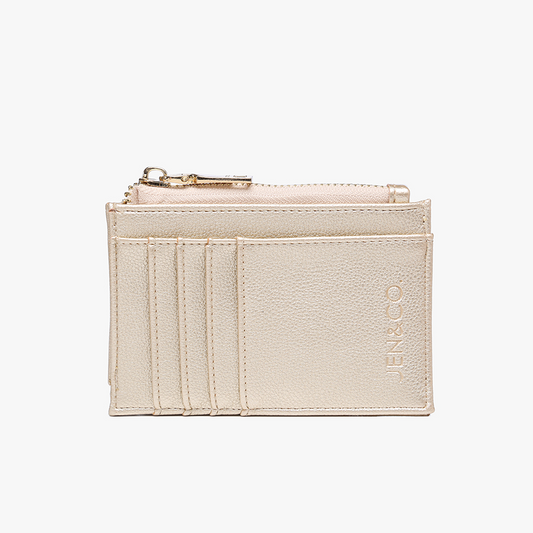 Sia Printed Card Holder Wallet: Gold