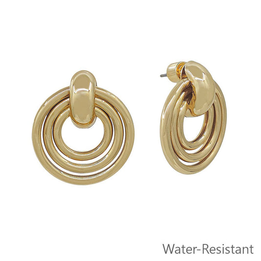 1" Triple Round Gold Post Earring