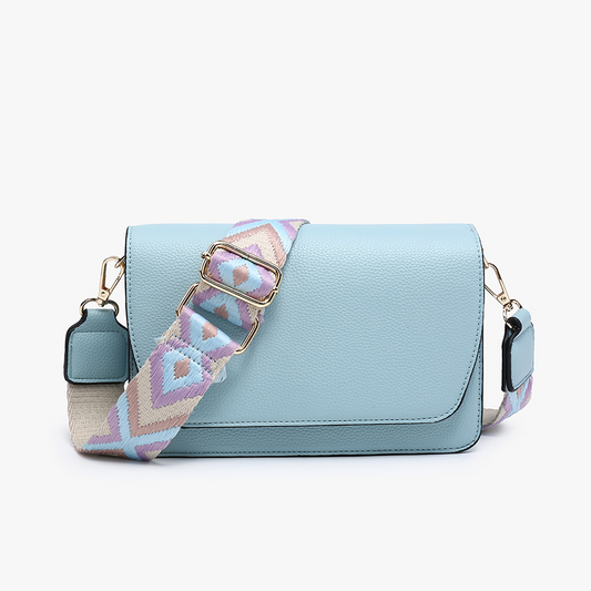 Noah Flapover Crossbody w/ Guitar Strap: Light Blue