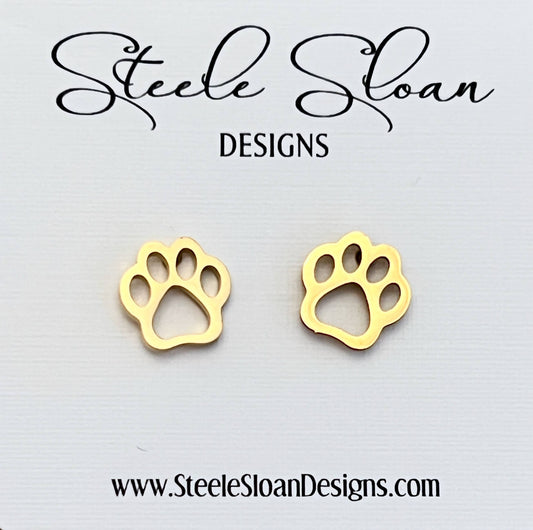 Paw Gold Stud Earrings