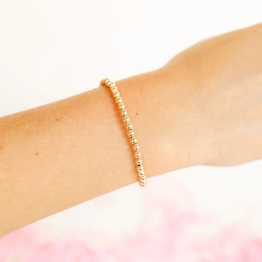 4MM Gold Beaded Bracelet: Petite 6.25 inch