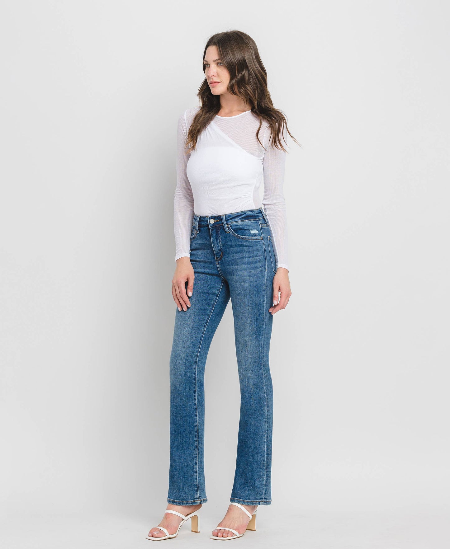 HIGH RISE BOOTCUT JEANS SHINING