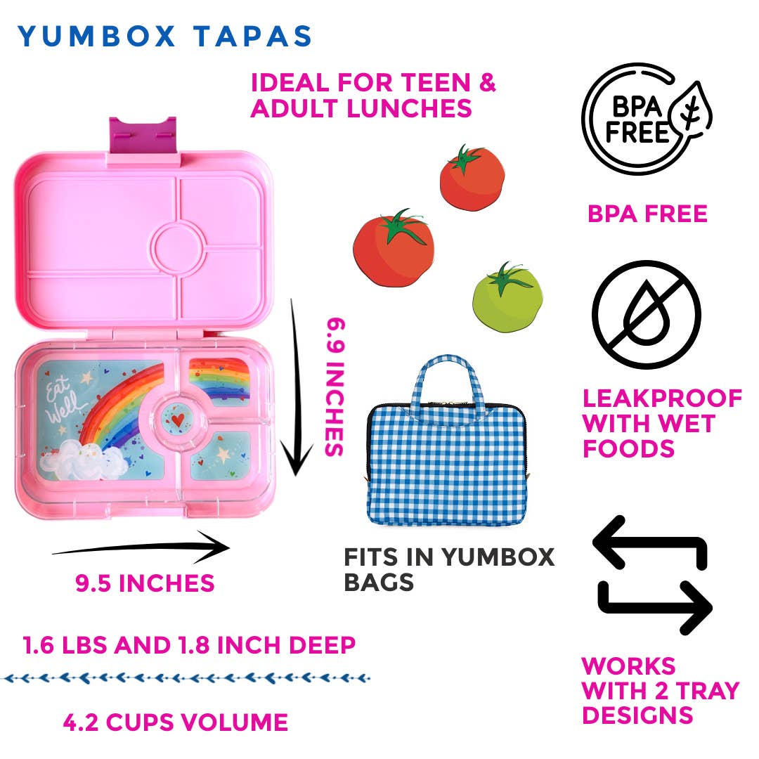 Leakproof Yumbox Tapas Capri Pink - 4 Compartment - Rainbow