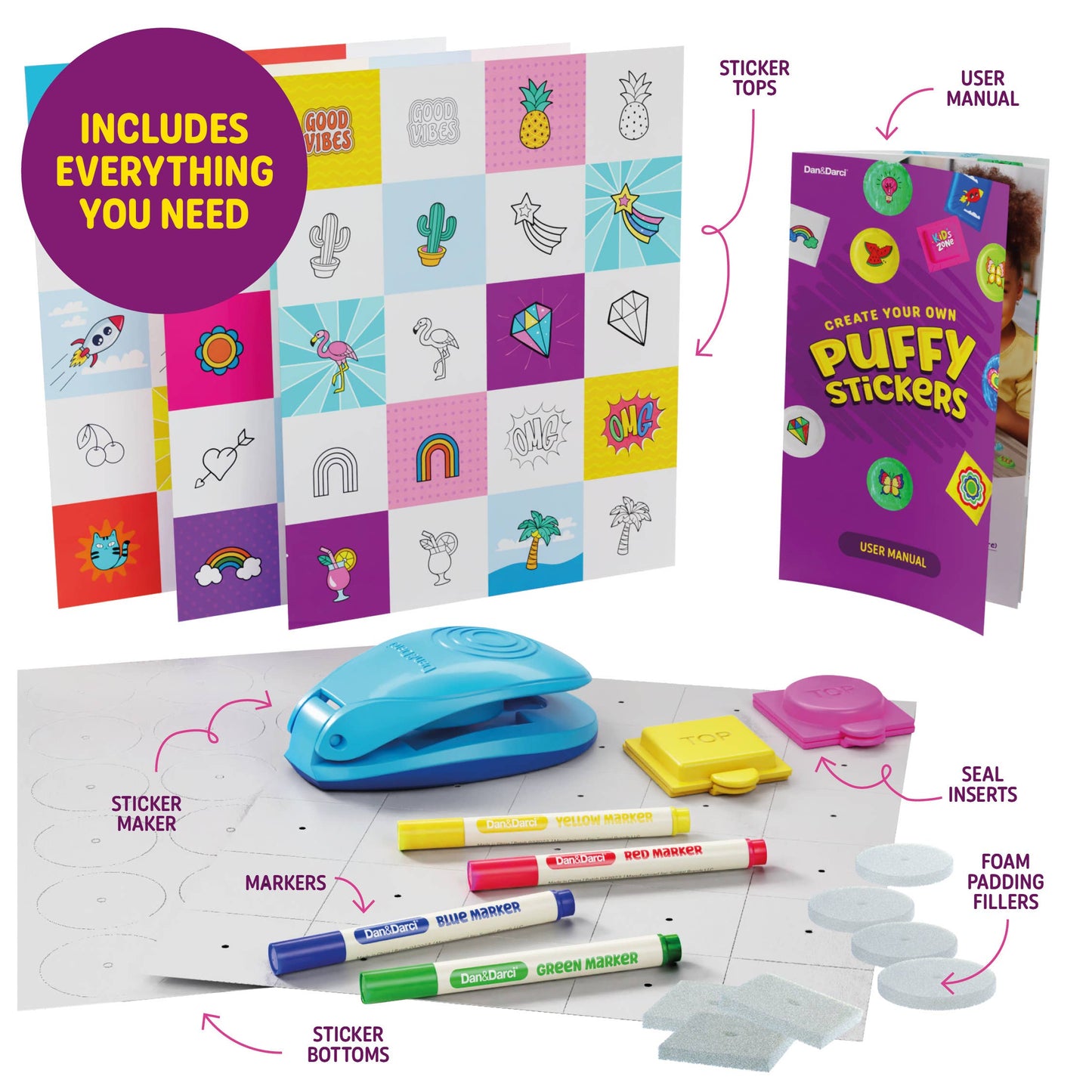 Puffy Sticker Maker Kit for Kids - Make Your Own 3D Stickers