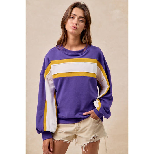 GAMEDAY THEME FRENCH TERRY COLOR BLOCK TOP