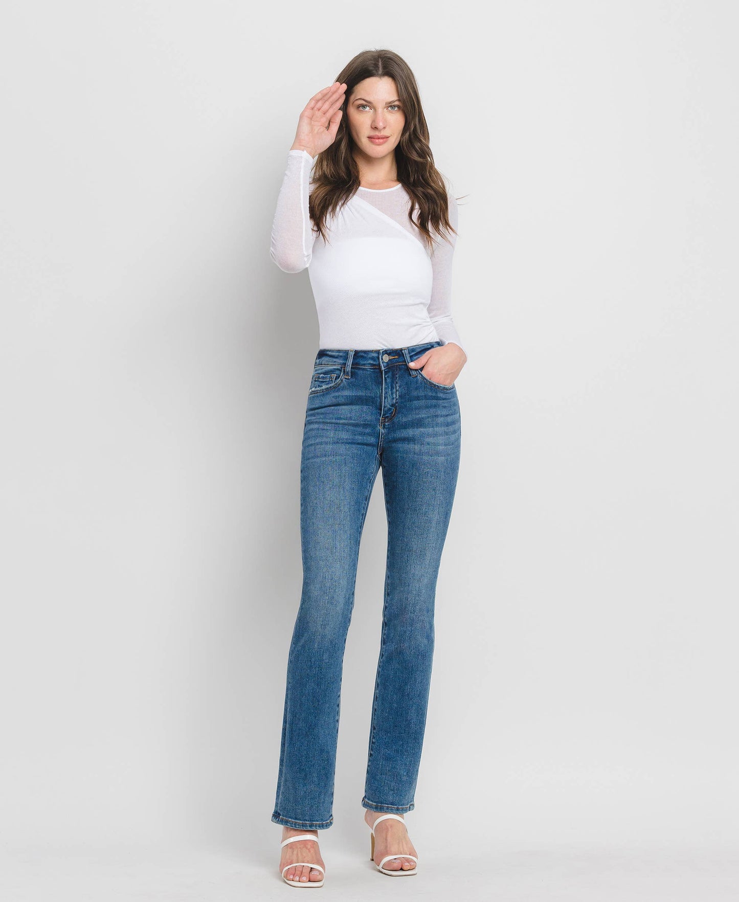 HIGH RISE BOOTCUT JEANS SHINING