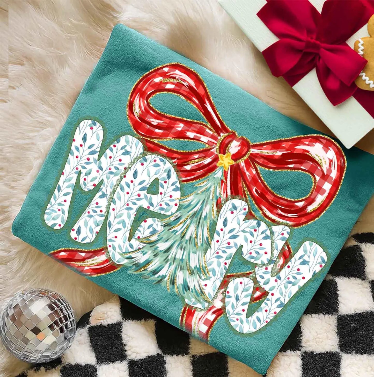 Plaid Bow Merry Christmas Tee - Comfort Colors