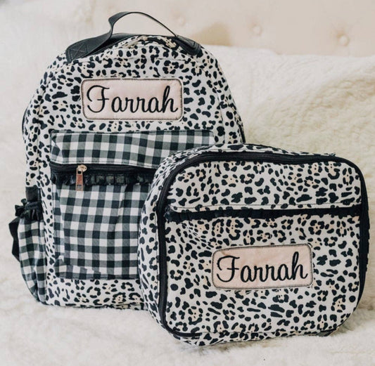 Leopard Ruffle Backpack Set