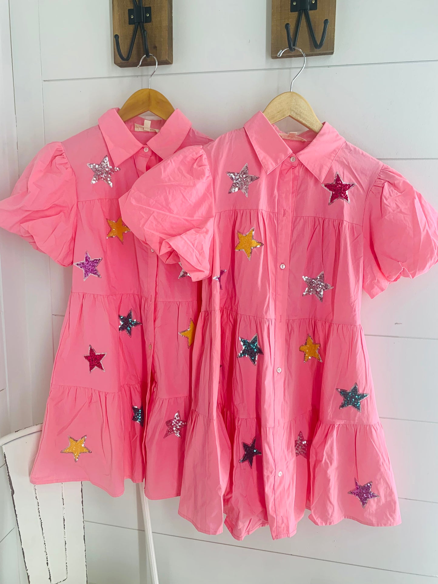 Sequin Star Dress - PINK