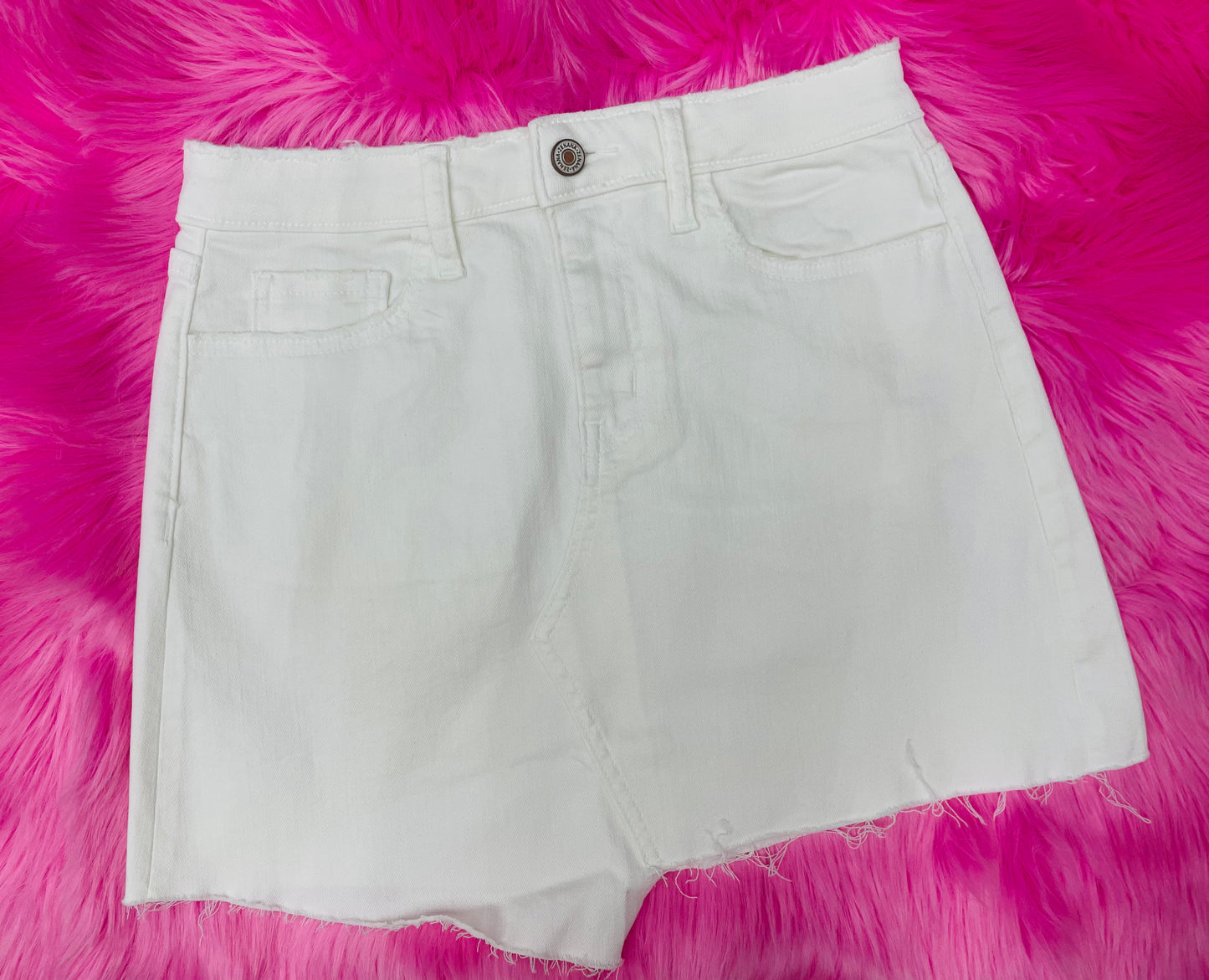 White Frayed Denim Skirt