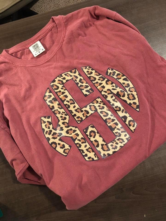 Wild Leopard Monogrammed T-Shirt - Short or Long Sleeve