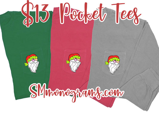 Santa Pocket Tee - Multiple Color Options