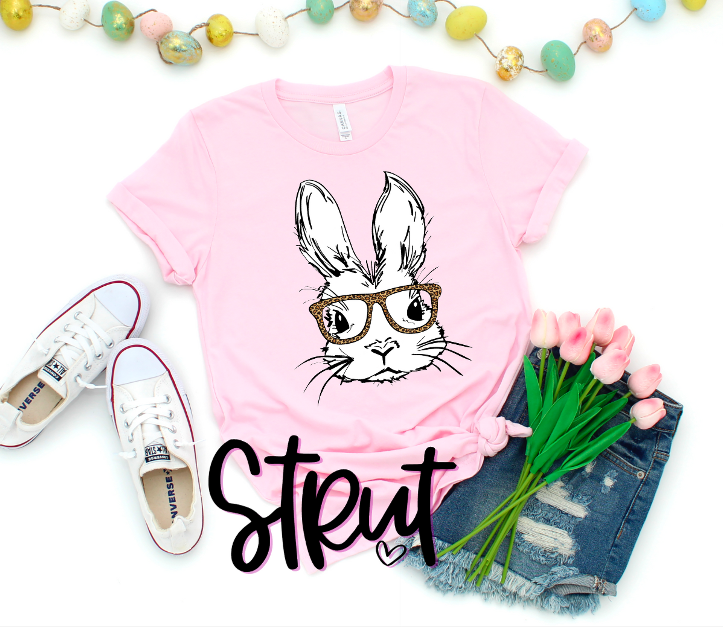 Bunny With Glasses - Choose Shirt Color & Style