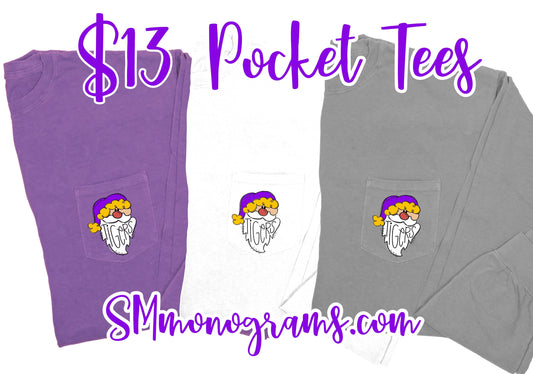 Santa Tigers Pocket Tee - Multiple Color Options