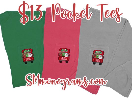 Santa Truck Pocket Tee - Multiple Color Options