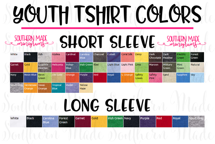 Youth Pocket Area Monogrammed Shirt - Short or Long Sleeve