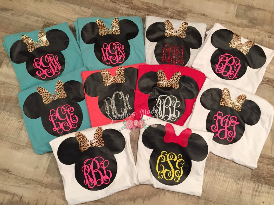 Monogrammed 'Designer Pattern Minnie/Mickey Mouse' T-Shirt