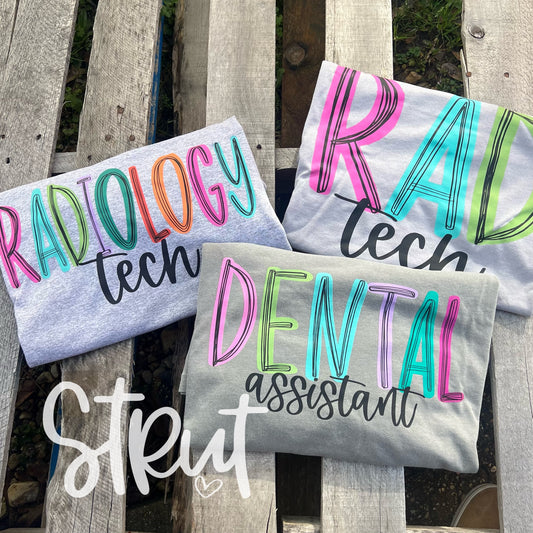 Sketch Handdrawn Letters Colored Custom Name Tees