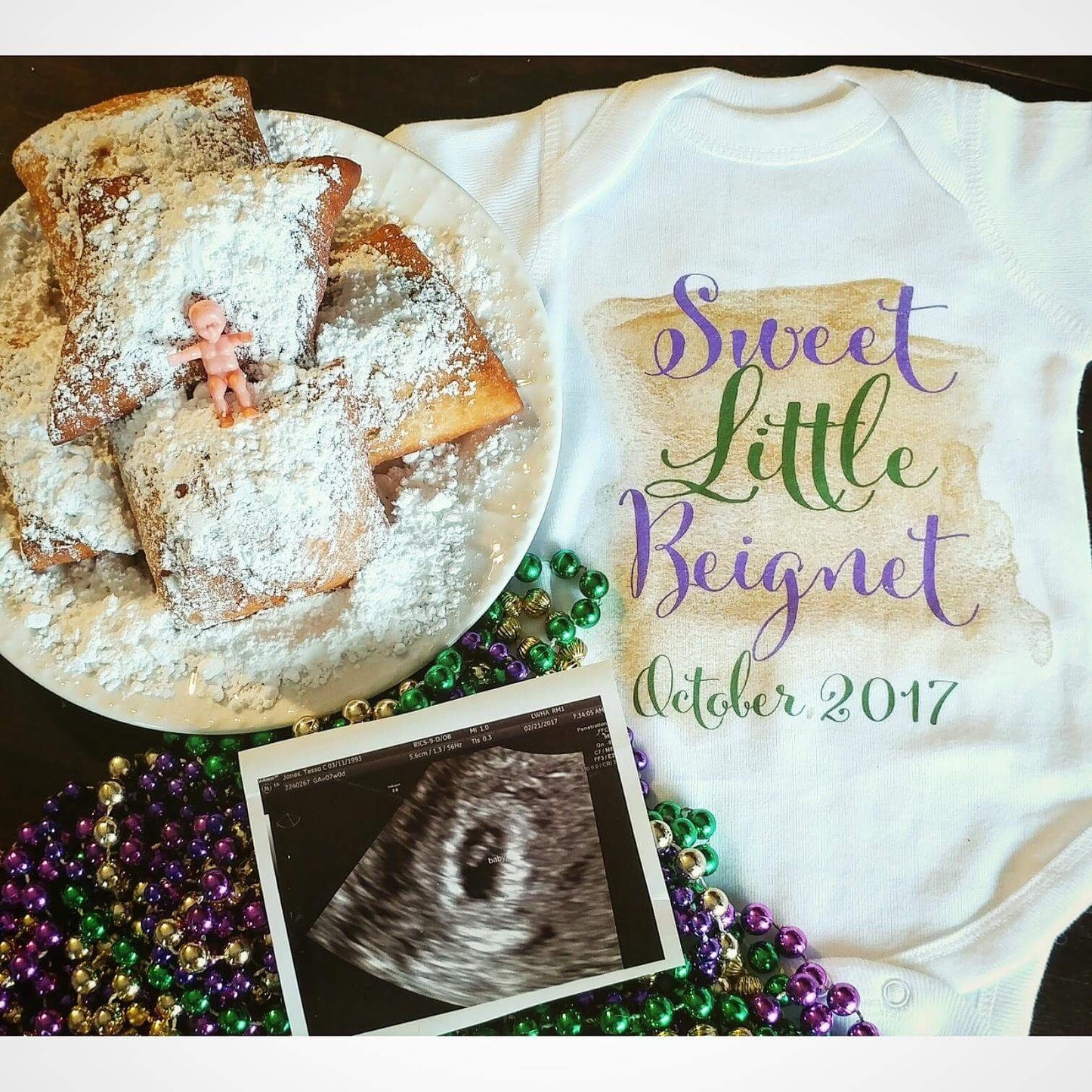 Sweet Little Beignet Onesie - Mardi Gras Pregnancy Announcement