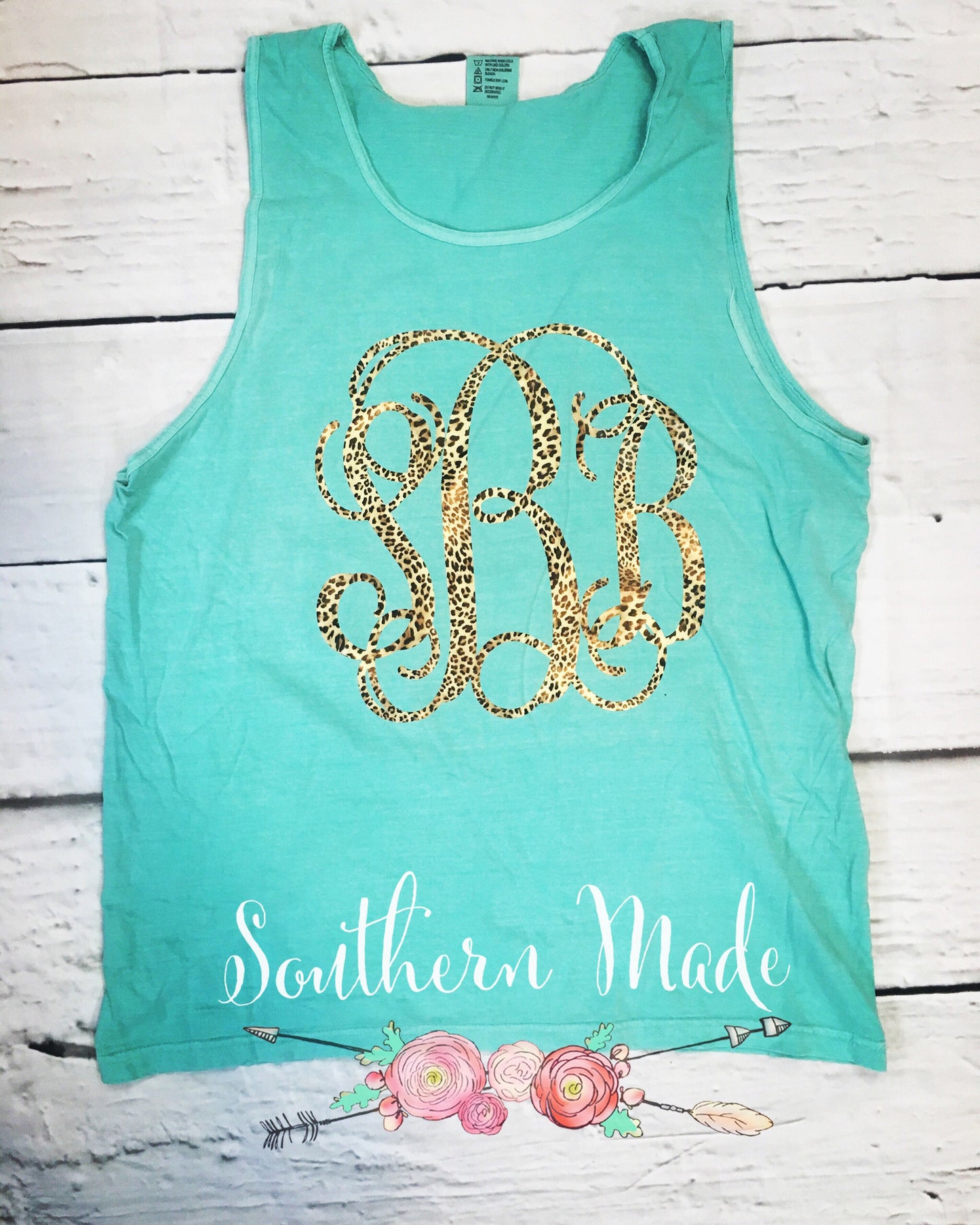 Leopard Monogrammed Tank // Unisex or Womens Fit // Choose All Colors