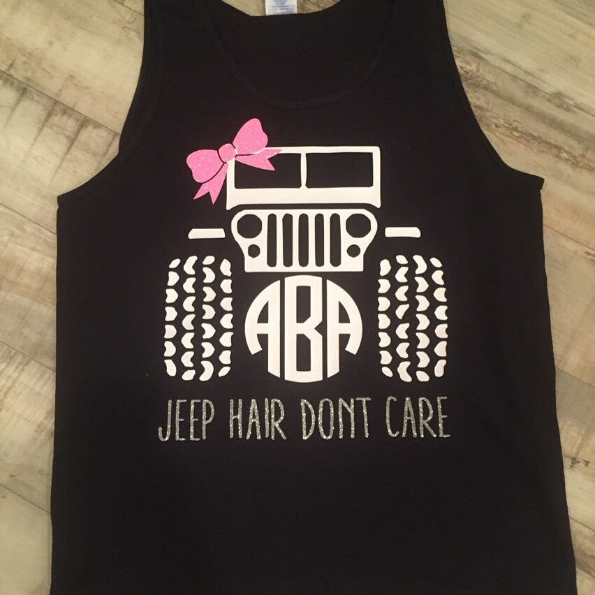 Jeep Hair Don't Care Monogrammed Tank -  Choose all your colors