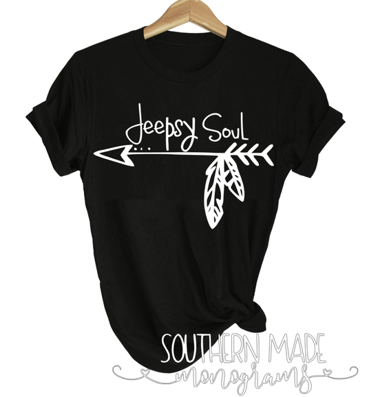 Jeepsy Soul Tshirt - Short or Long Sleeve - Print Font