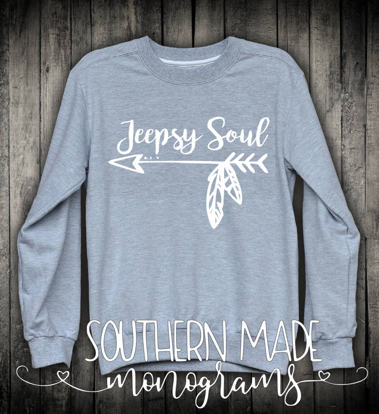 Jeepsy Soul Sweatshirt - Crewneck or Hoodie - Cursive Font